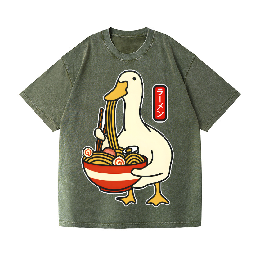 Duck and Ramen Vintage Wash Japanese Design T-Shirt
