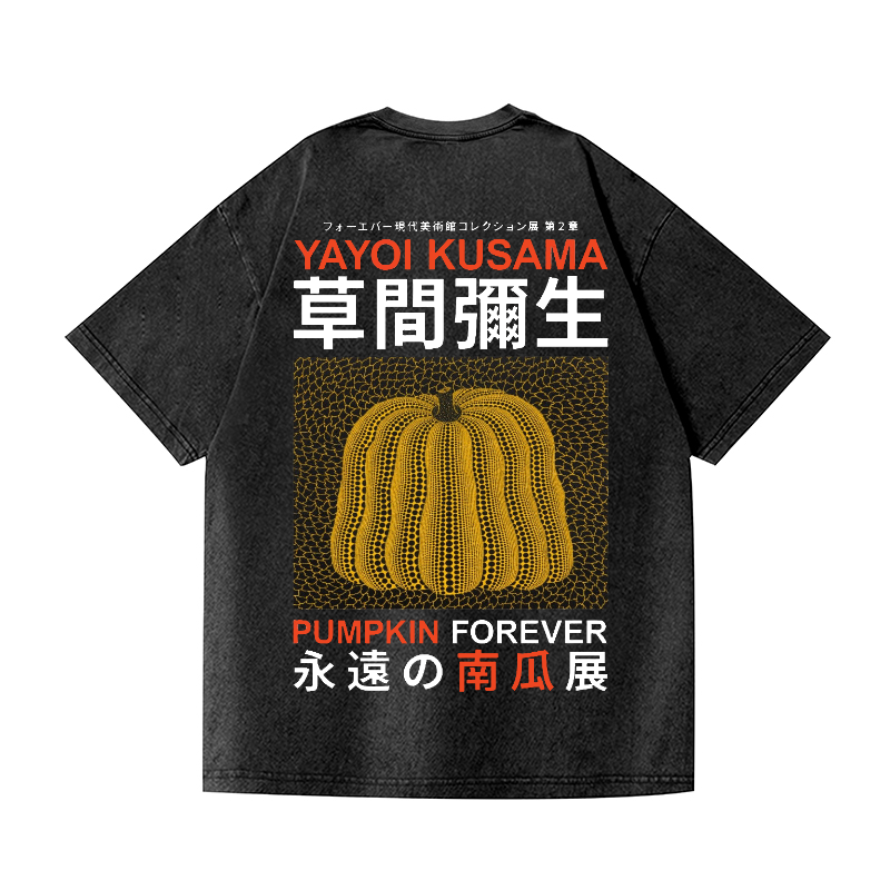 Yayoi Kusama Pumpkin Vintage Wash Japanese Design Back Art T-Shirt