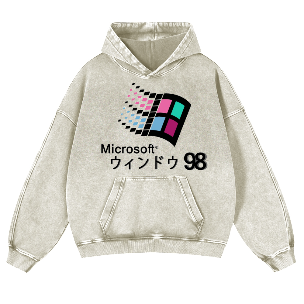 Microsoft Windows 98 Vintage Washed Thick Cotton Hoodie