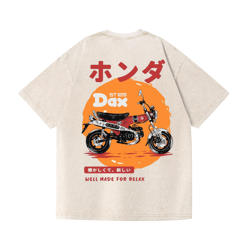 Dax Motorcycle Vintage Wash Japanese Design Back Art T-Shirt