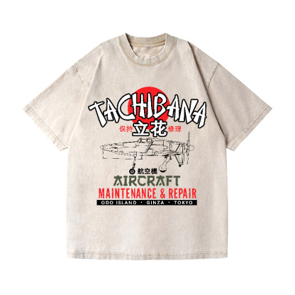 Tachibana Aircraft Vintage Wash Japanese Design T-Shirt