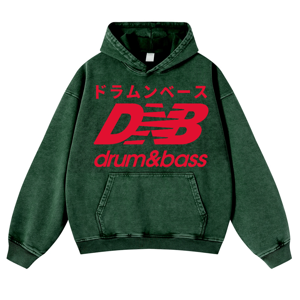 Drum and Bass Vintage Washed Thick Cotton Hoodie