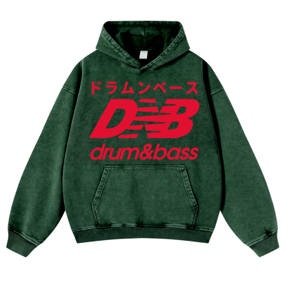 Drum and Bass Vintage Washed Thick Cotton Hoodie
