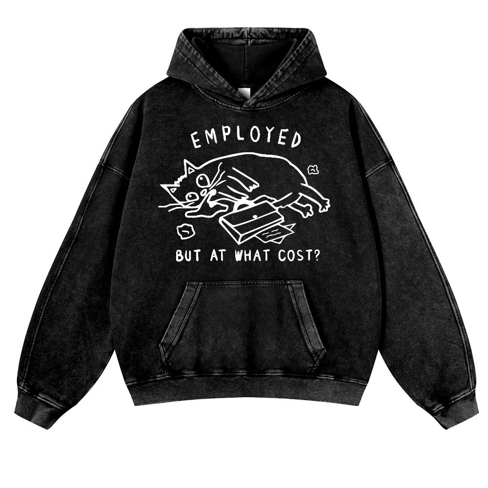 Cat Vintage Washed Thick Cotton Hoodie