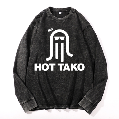 Hot Tako Octopus Vintage Cotton Wash Crewneck Sweatshirt