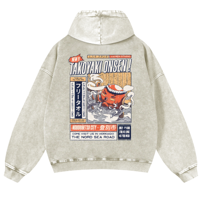 Octopus Vintage Washed Cotton Back Art Hoodie