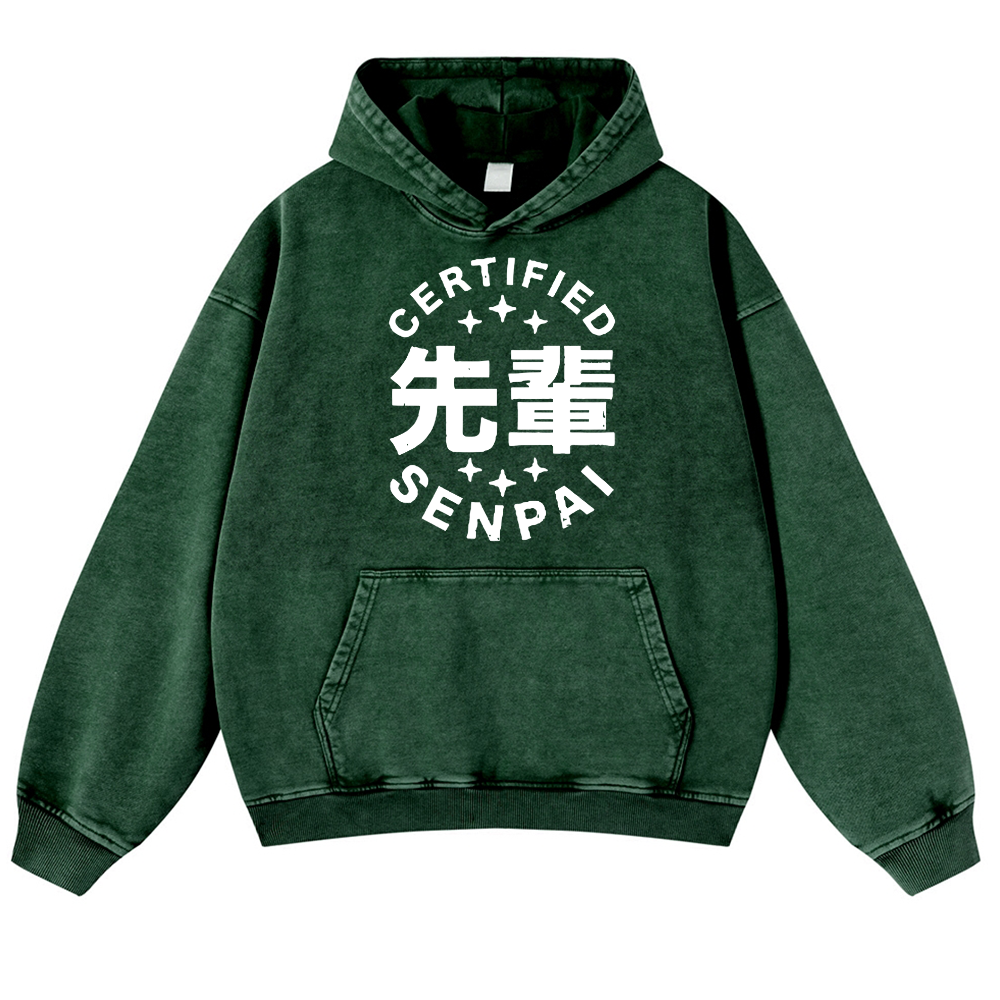 Senpai Vintage Washed Thick Cotton Hoodie