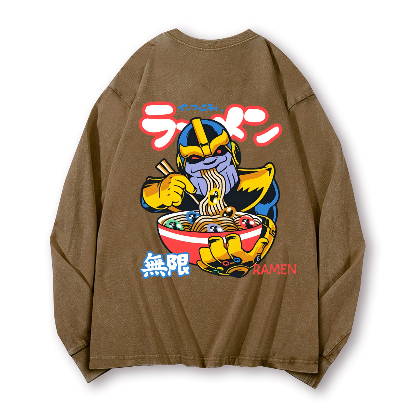 Ramen Hero Vintage Washed Cotton Back Art Long-sleeve T-shirt