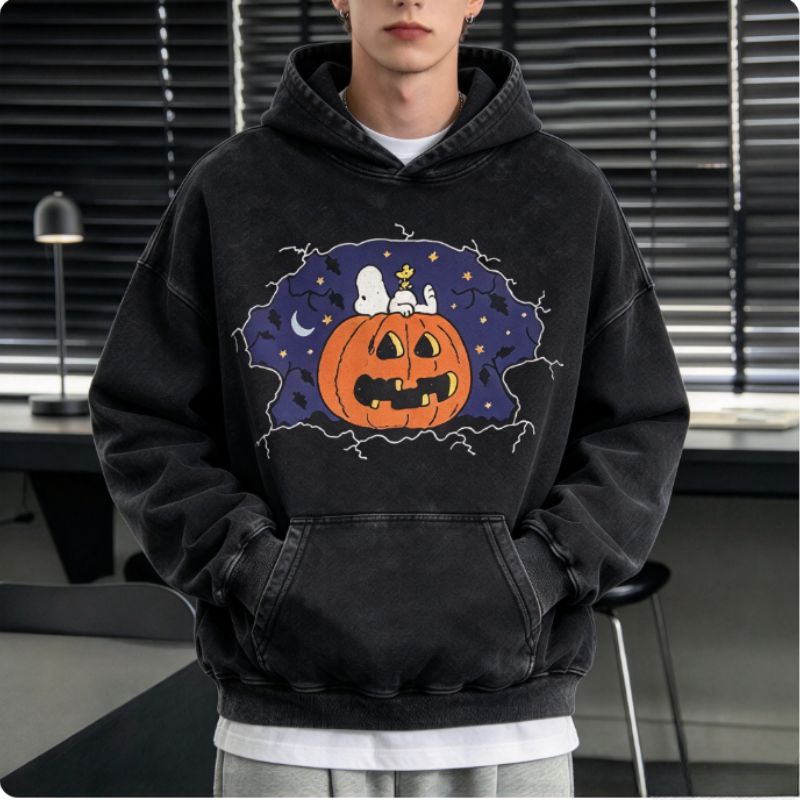 Halloween Peanuts Vintage Washed Thick Cotton Hoodie