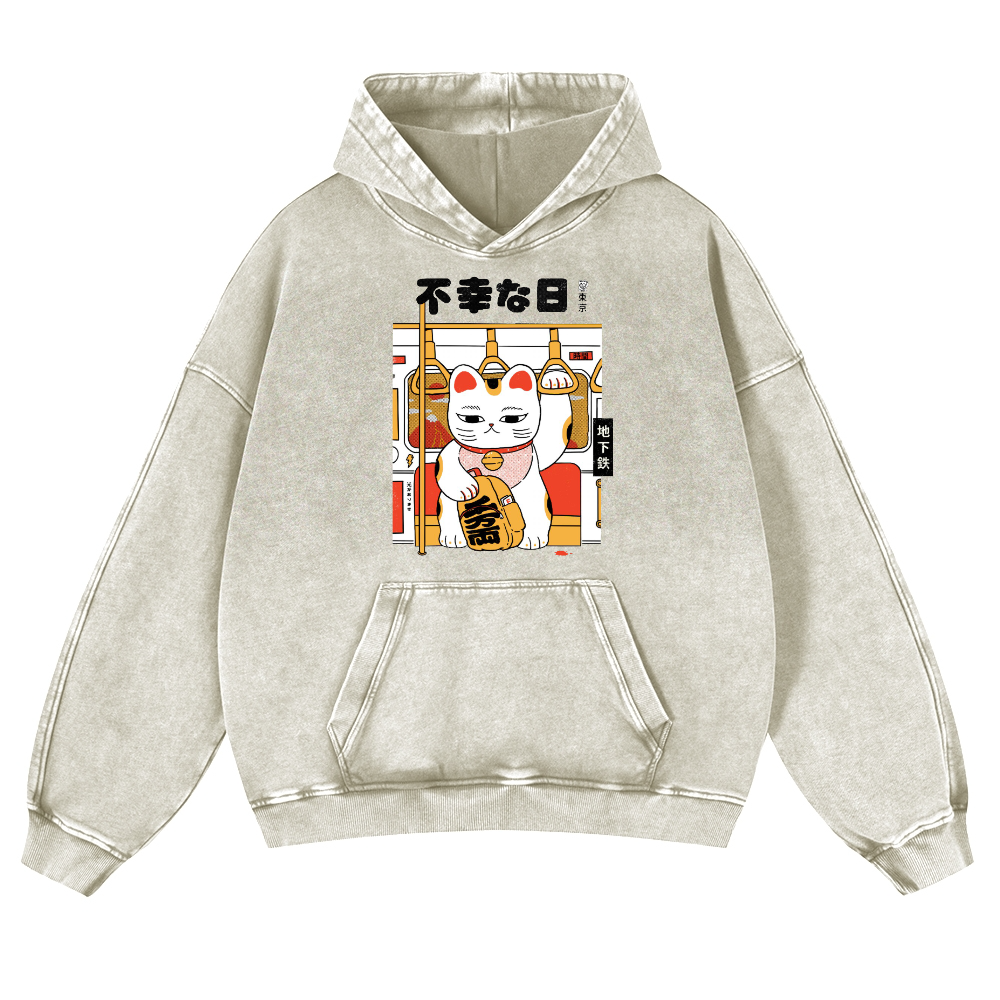 Unlucky Day Vintage Washed Thick Cotton Hoodie