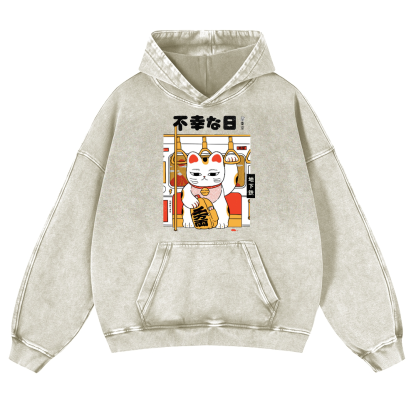 Unlucky Day Vintage Washed Thick Cotton Hoodie