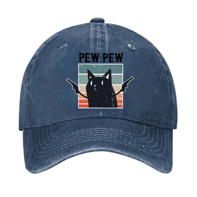 Pew Pew Cat Vintage Cotton Cap