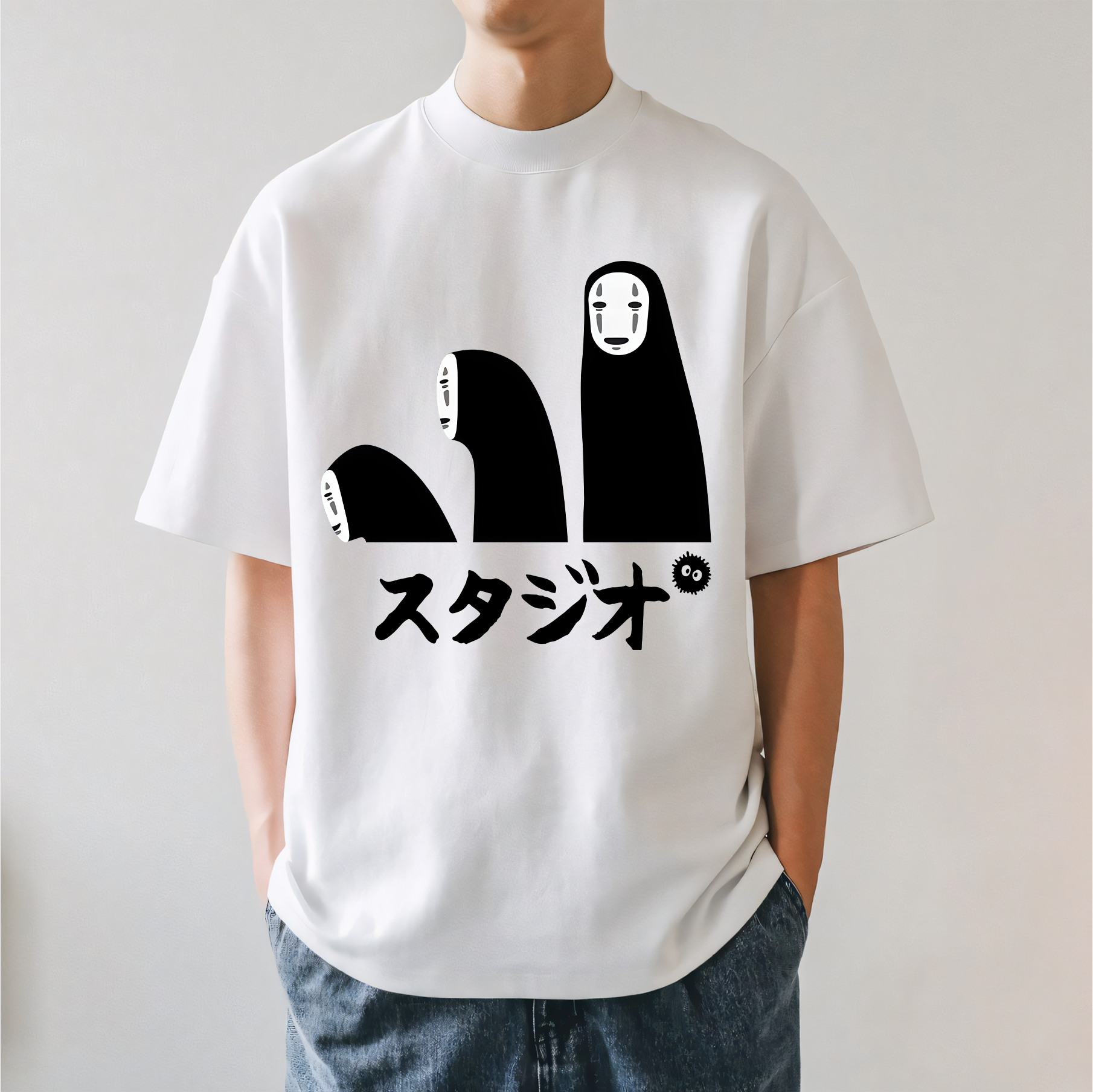 Studio Ghibli Spirited Away No Face Kaonashi Japanese Style Classic Tee