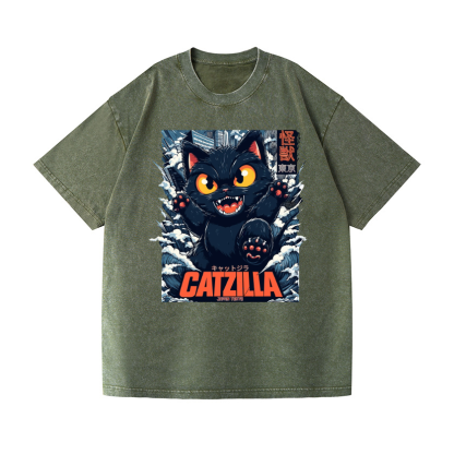 Catzilla Vintage Wash Japanese Design T-Shirt