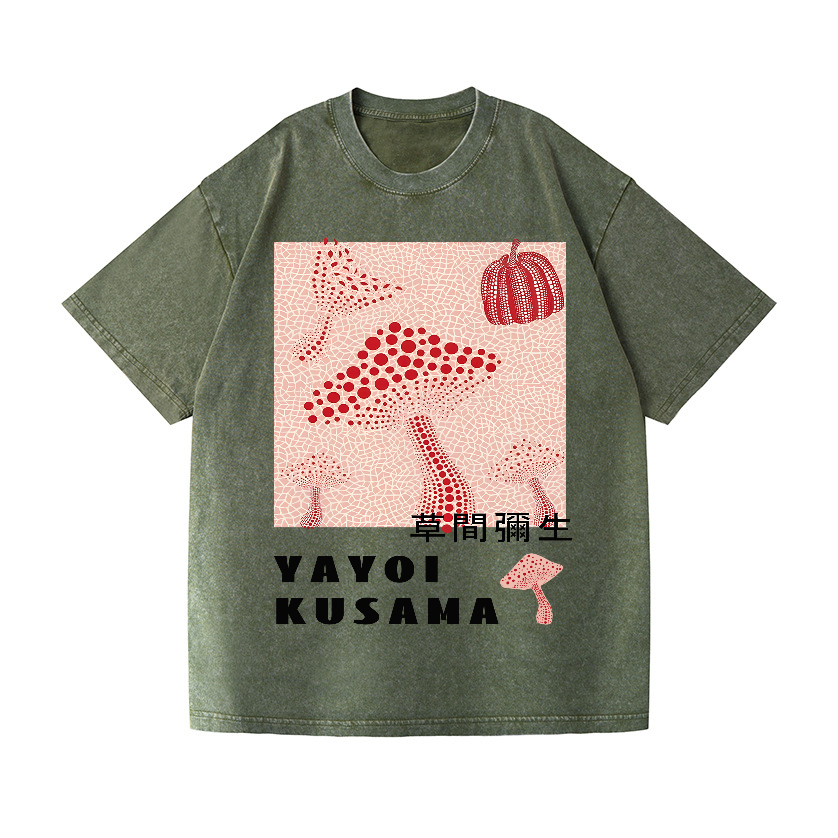 Yayoi Kusama Mushroom Pumpkin Vintage Wash Japanese Design T-Shirt