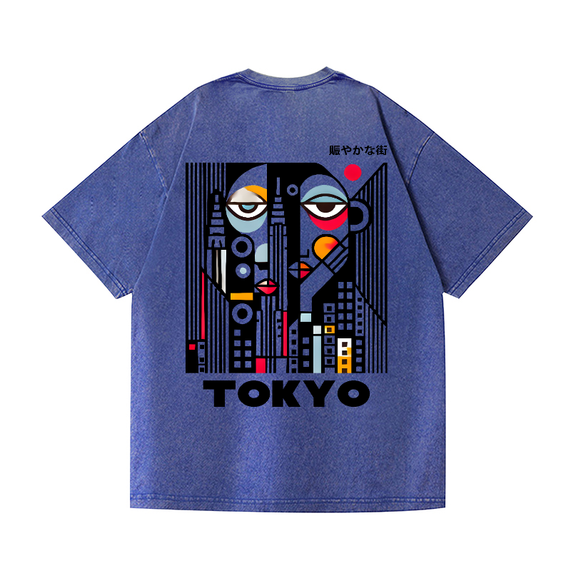 Tokyo Art Vintage Wash Japanese Design Back Art T-Shirt