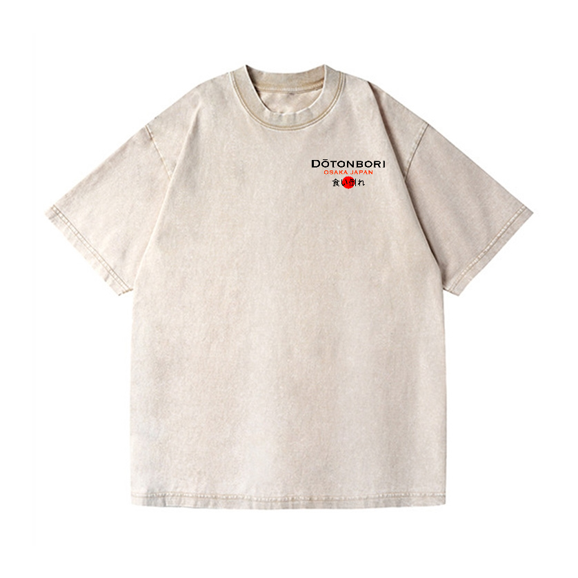 Osaka Dotonbori Drunken Octopus Vintage Wash Japanese Design Back Art T-Shirt