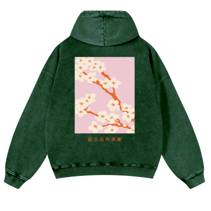 Sakura Vintage Washed Cotton Back Art Hoodie