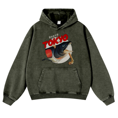 Tsukiji Fish Market Vintage Washed Thick Cotton Hoodie