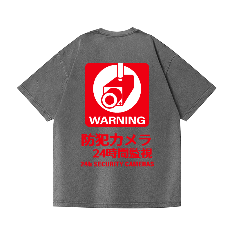 Security Cameras Vintage Wash Japanese Design Back Art T-Shirt