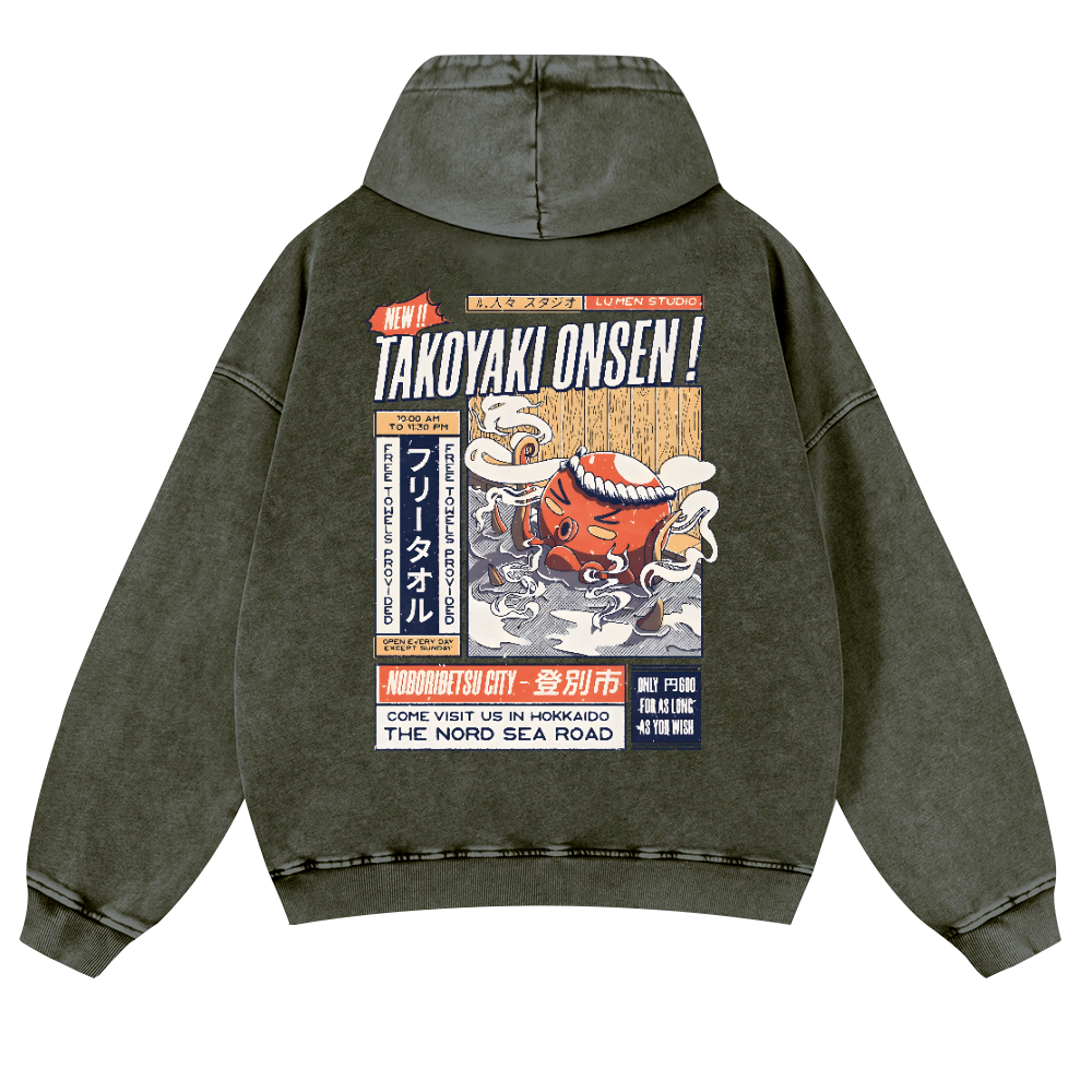 Octopus Vintage Washed Cotton Back Art Hoodie