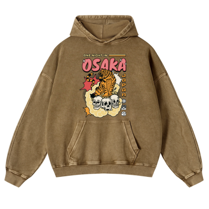 One Night in OSAKA Vintage Washed Thick Cotton Hoodie