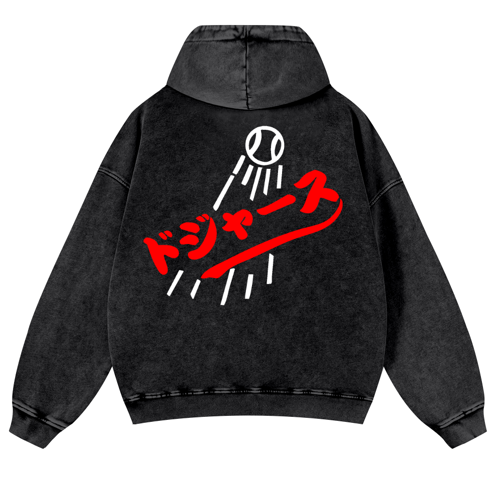 Baseball Vintage Washed Cotton Back Art Hoodie