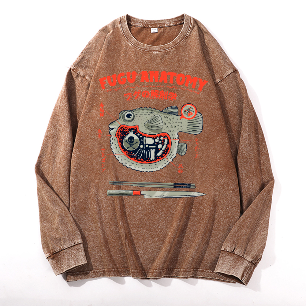 Puffer Fish Vintage Cotton Wash Crewneck Sweatshirt