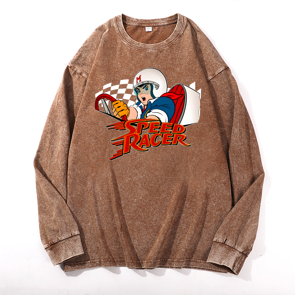 Speed Racer Vintage Cotton Wash Crewneck Sweatshirt
