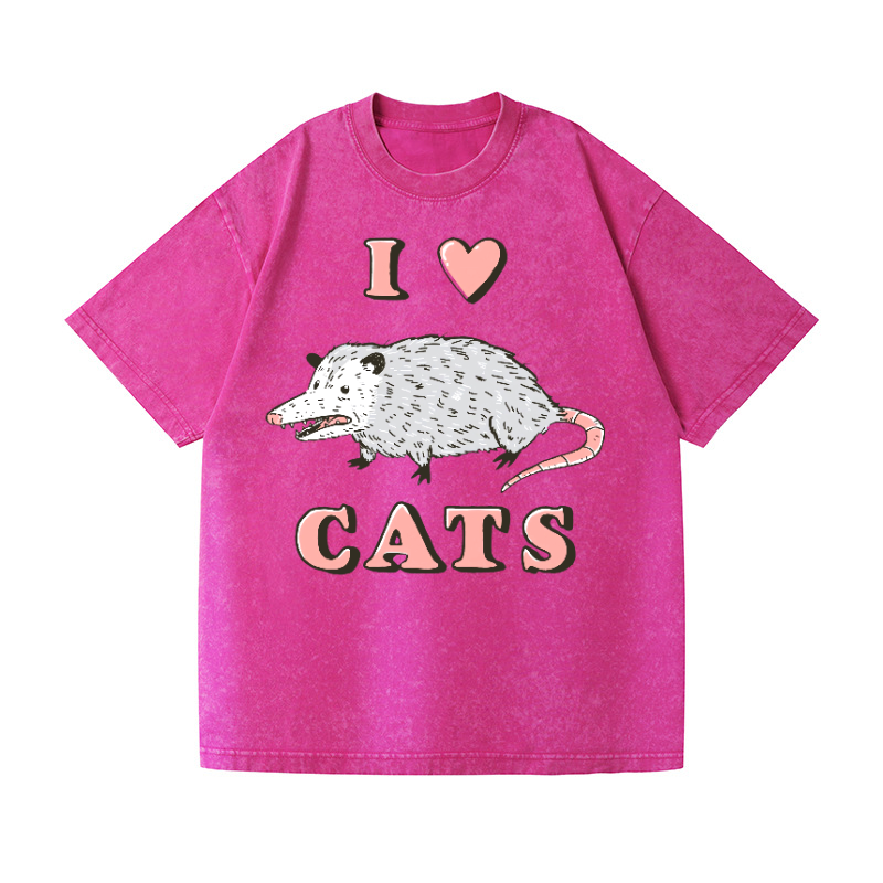 I LOVE CATS Vintage Wash Japanese Design T-Shirt