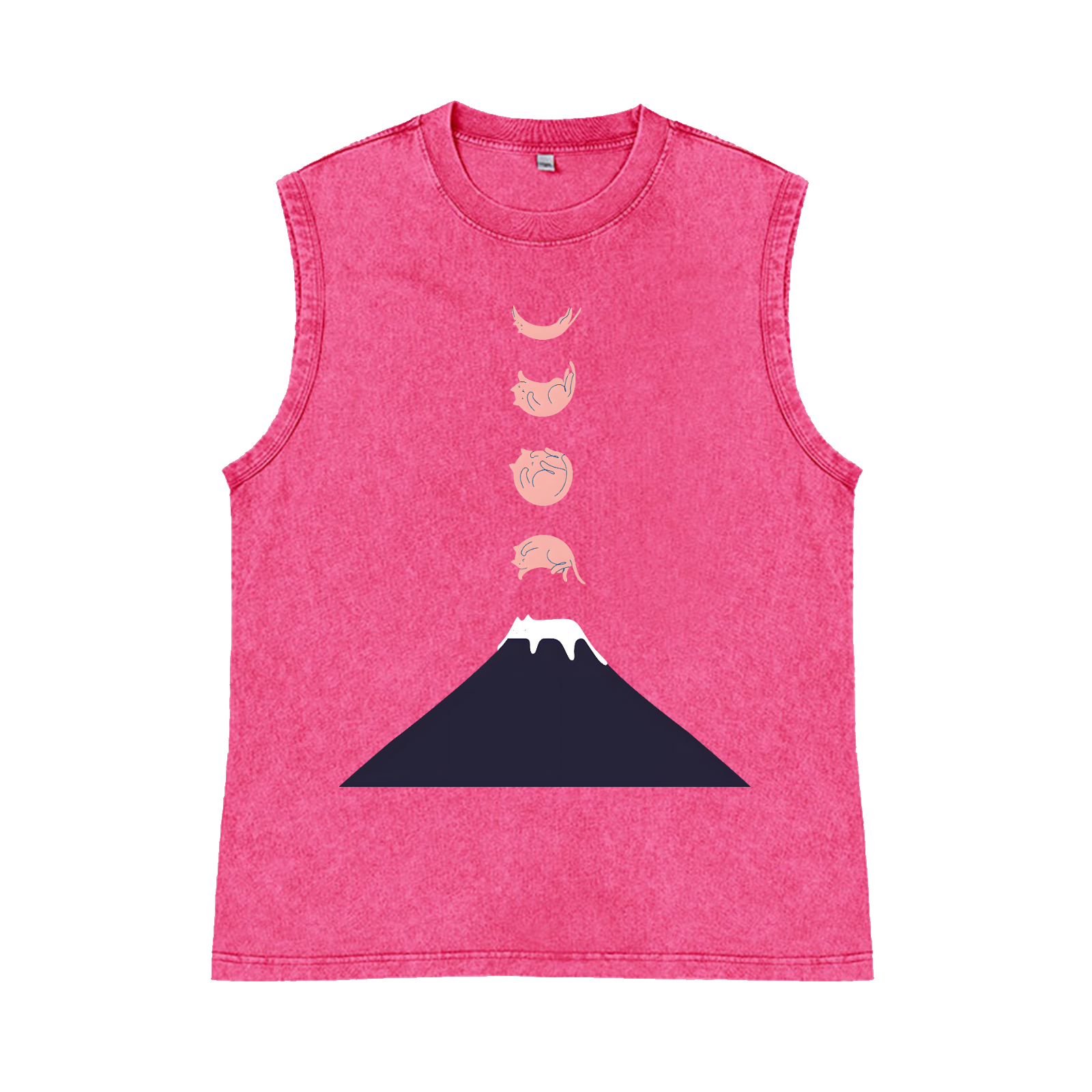 Moon Cat Mount FUJI Pure Cotton Wash-Dyed Sleeveless Tank Top