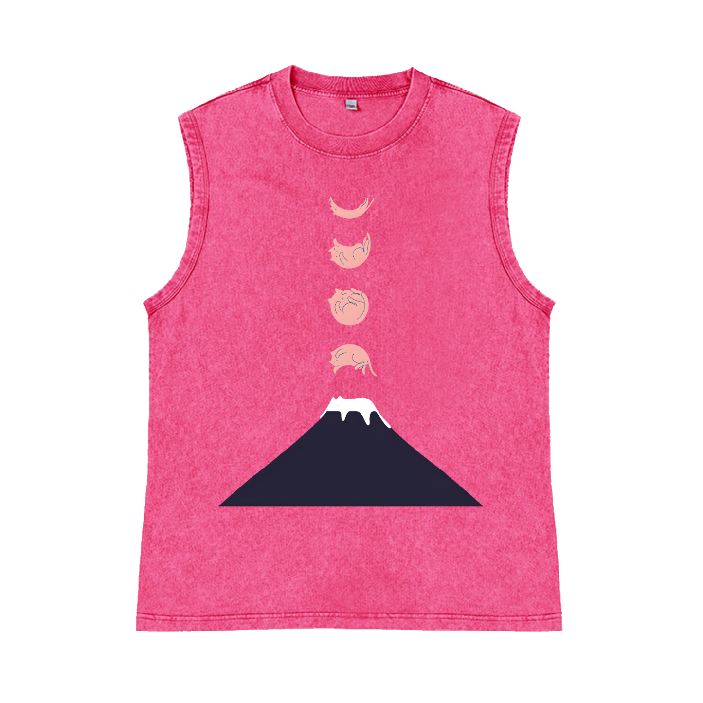 Moon Cat Mount FUJI Pure Cotton Wash-Dyed Sleeveless Tank Top