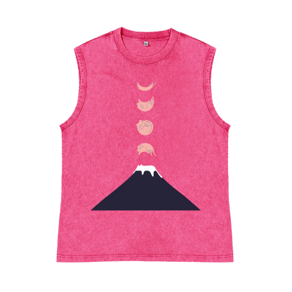 Moon Cat Mount FUJI Pure Cotton Wash-Dyed Sleeveless Tank Top