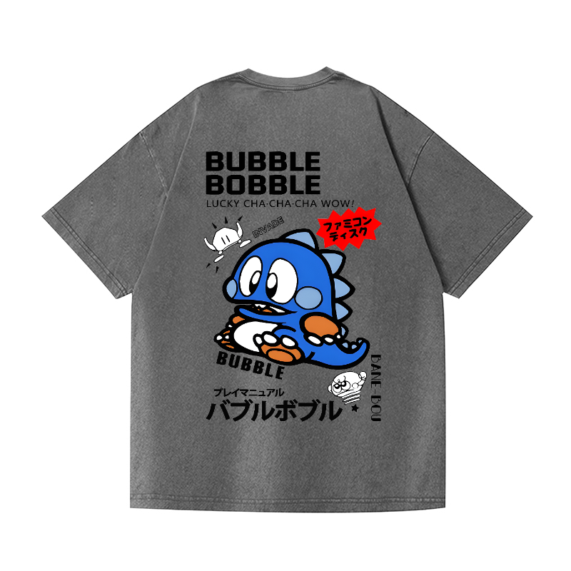 Bubble Bobble Dinosaur Vintage Wash Japanese Design Back Art T-Shirt
