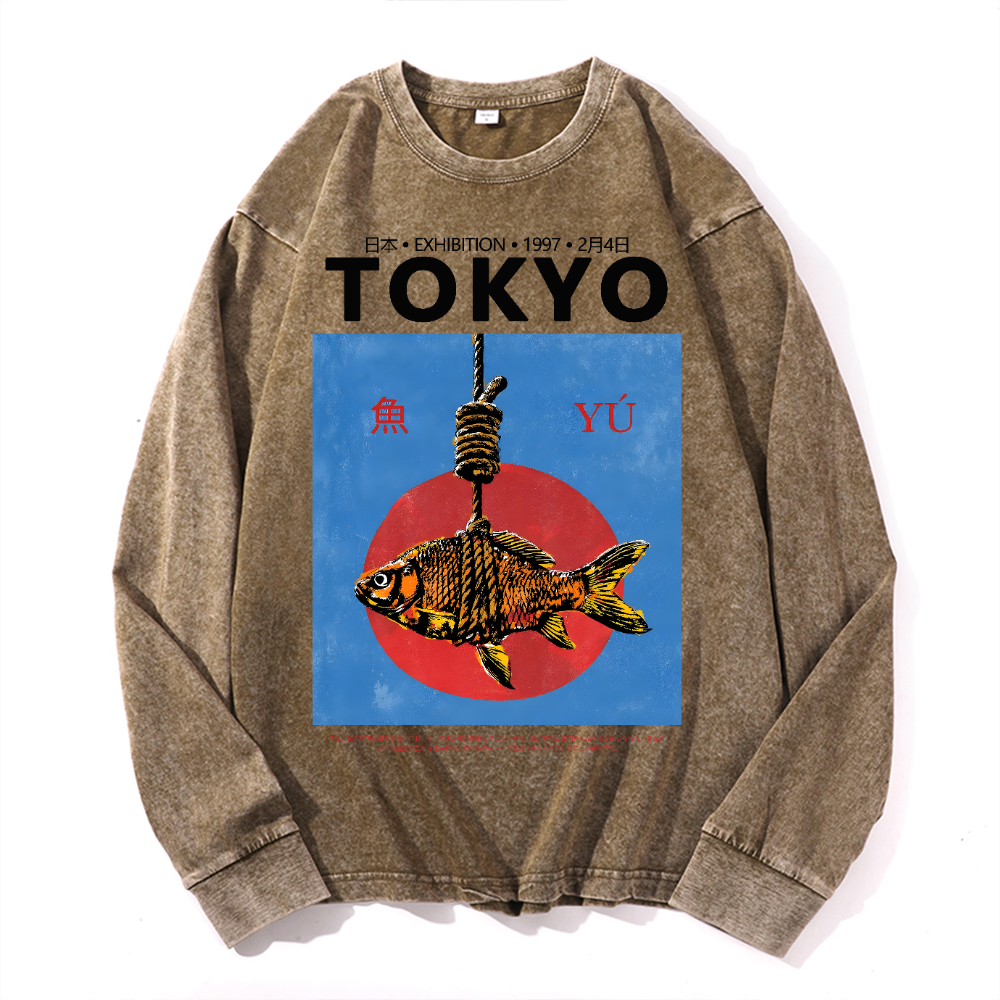 Tokyo Fish Vintage Cotton Wash Long-sleeve T-shirt