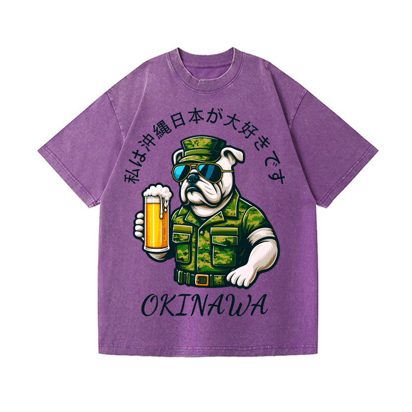Okinawa Dog Vintage Wash Japanese Design T-Shirt
