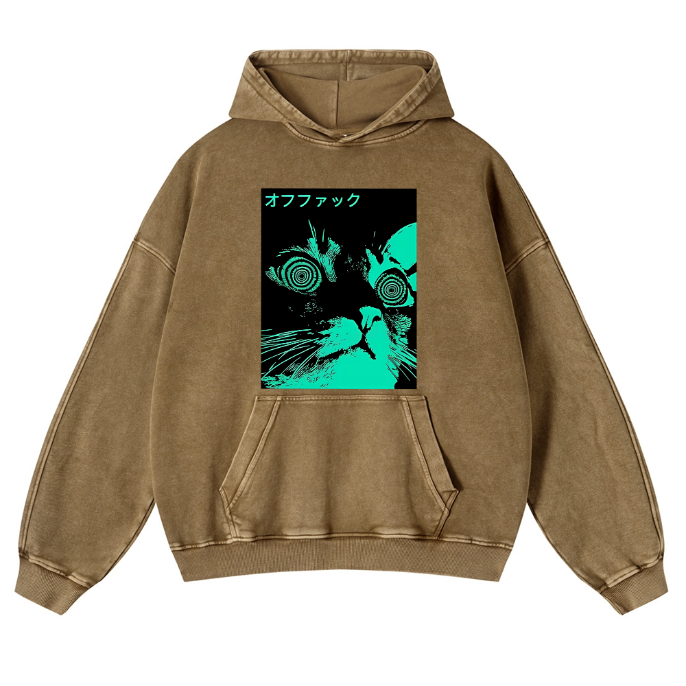 Enigmatic Cat Eyes Vintage Washed Thick Cotton Hoodie