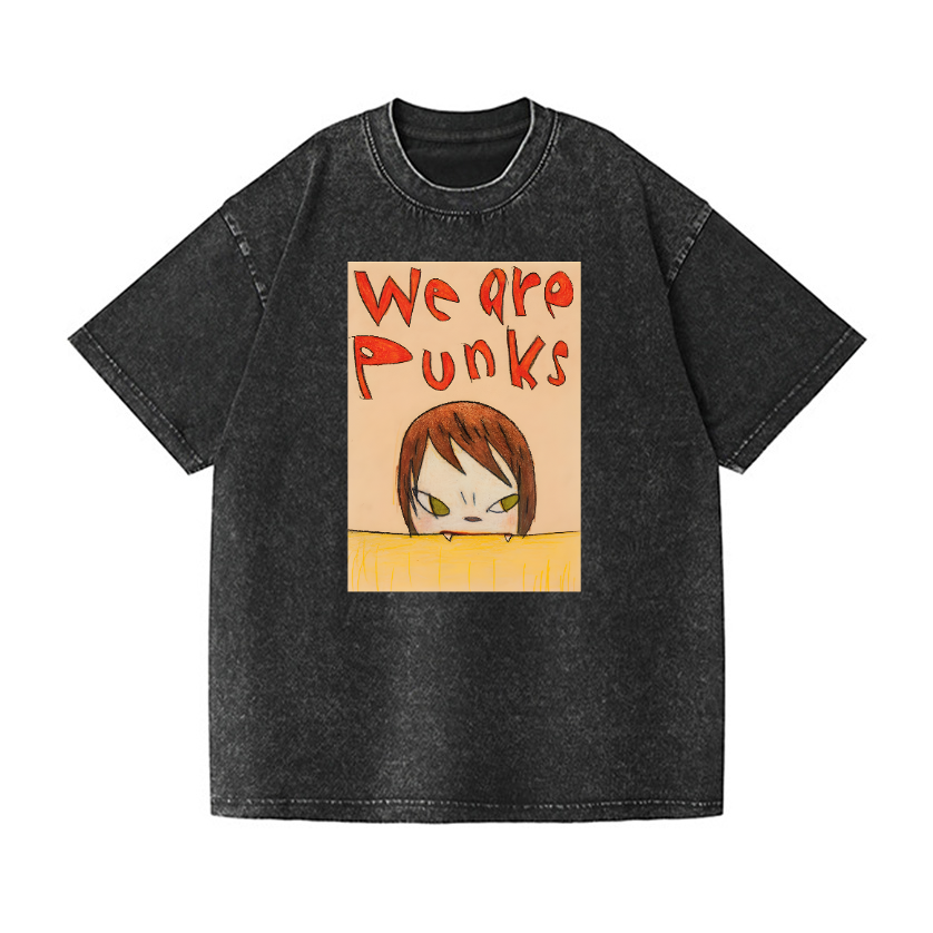 Nara Yoshitomo We Are Punks Vintage Wash Japanese Design T-Shirt