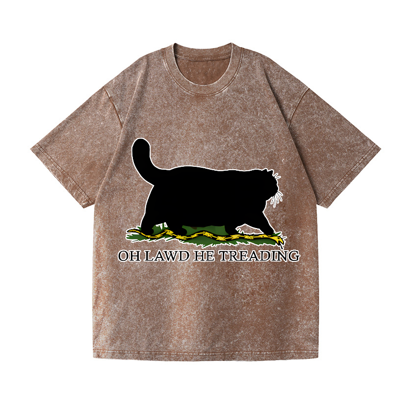 Black Cat Vintage Wash Japanese Design T-Shirt