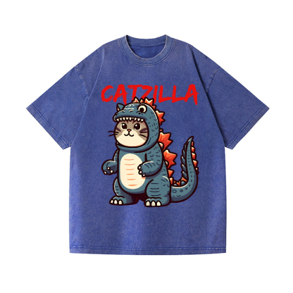 Catzilla Cat Godzilla Vintage Wash Japanese Design T-Shirt