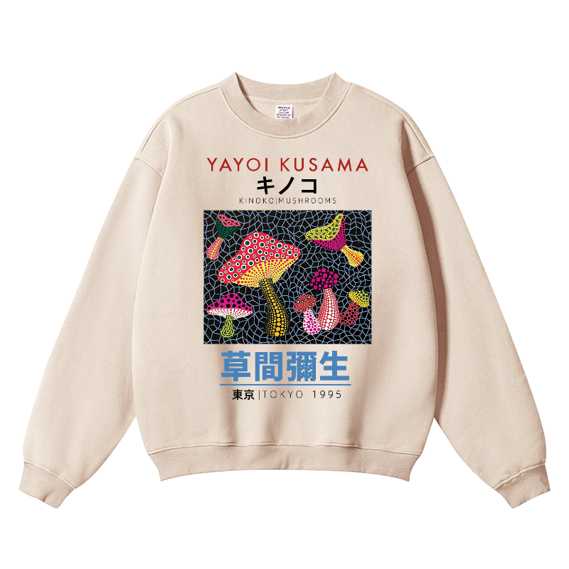 Yayoi Kusama Mushroom Wrinkle-Resistant Crewneck Sweatshirt