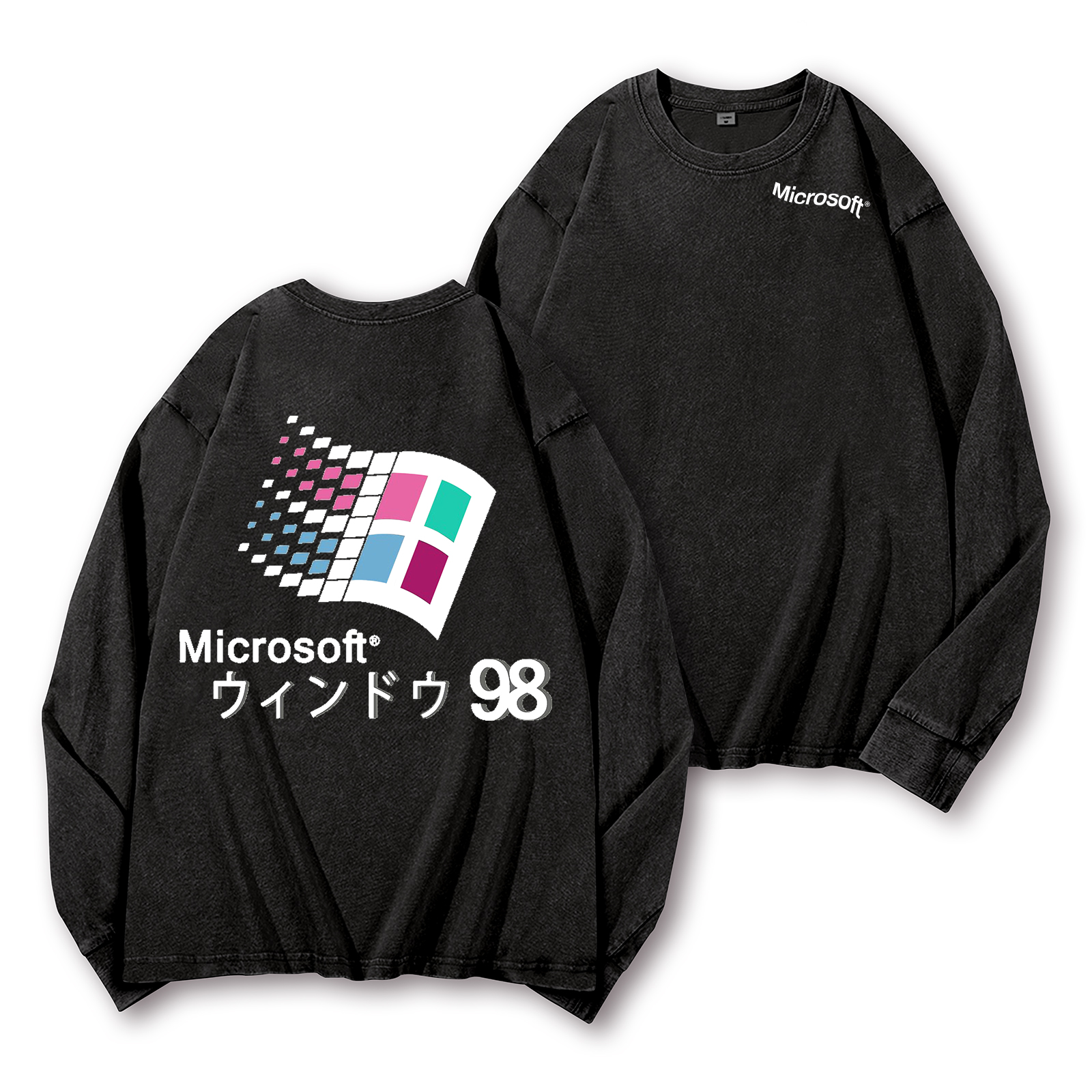 Microsoft Windows 98 Vintage Washed Cotton Back Art Long-sleeve T-shirt