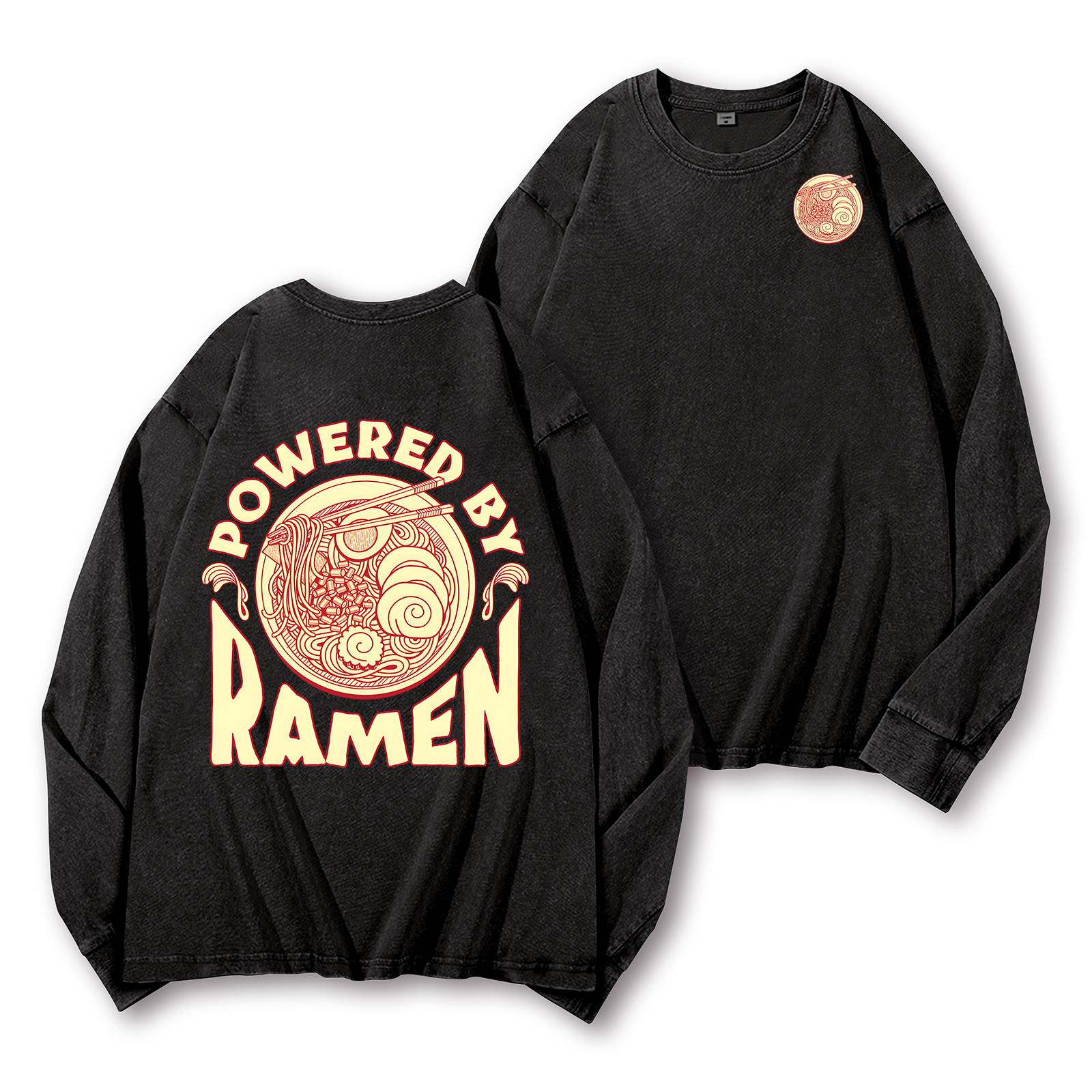 Ramen Vintage Washed Cotton Back Art Long-sleeve T-shirt