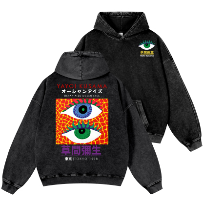 Yayoi Kusama Eyes Vintage Washed Cotton Back Art Hoodie