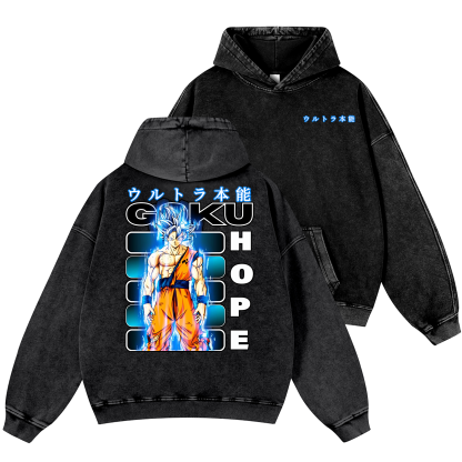 Son Goku Vintage Washed Cotton Back Art Hoodie