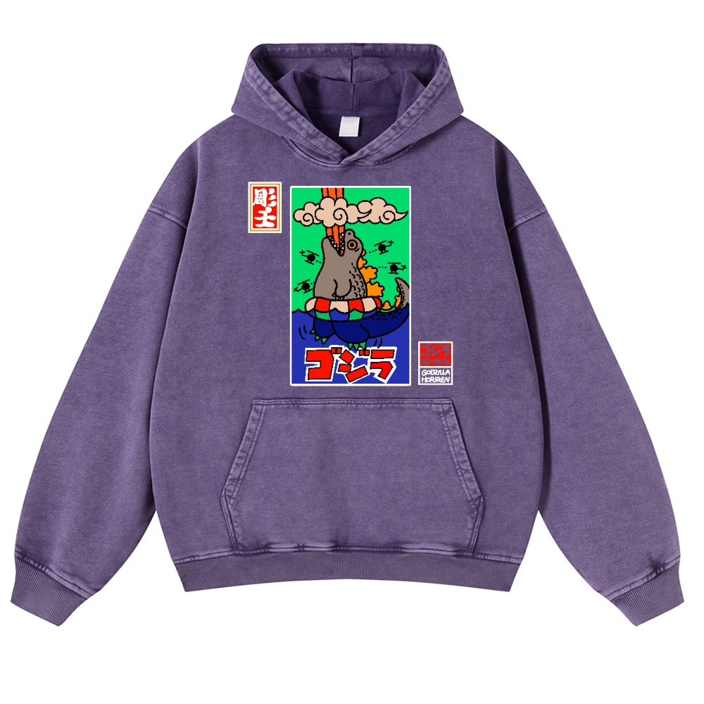 Godzilla Vintage Washed Thick Cotton Hoodie