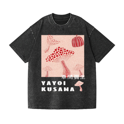 Yayoi Kusama Mushroom Pumpkin Vintage Wash Japanese Design T-Shirt