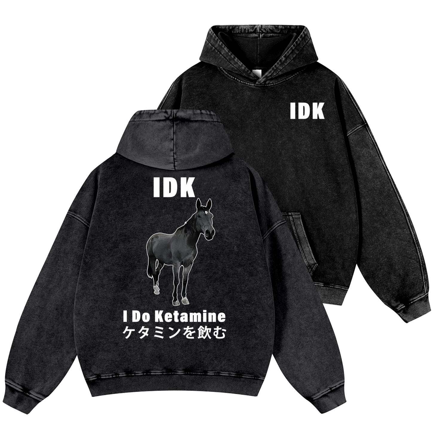 I Do Ketamine Horse Vintage Washed Cotton Back Art Hoodie