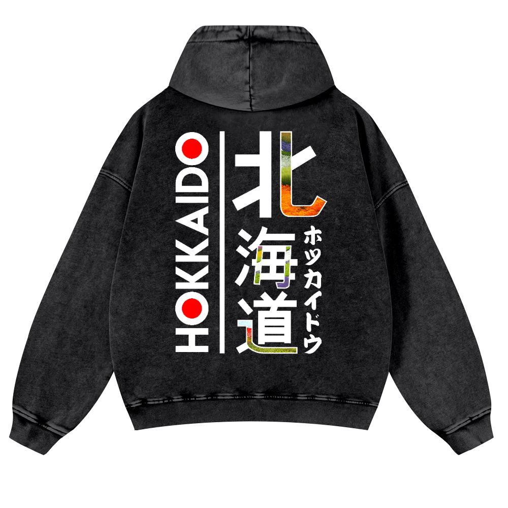 Hokkaido Vintage Washed Cotton Back Art Hoodie