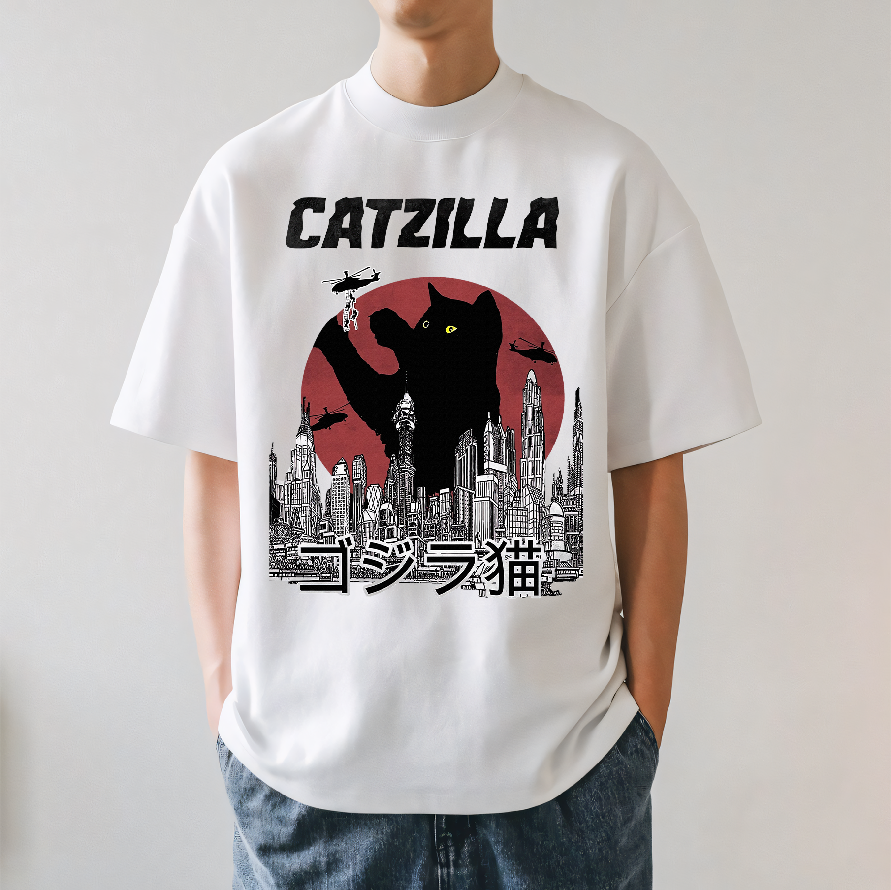 Catzilla Cat Godzilla Japanese Style Classic Tee